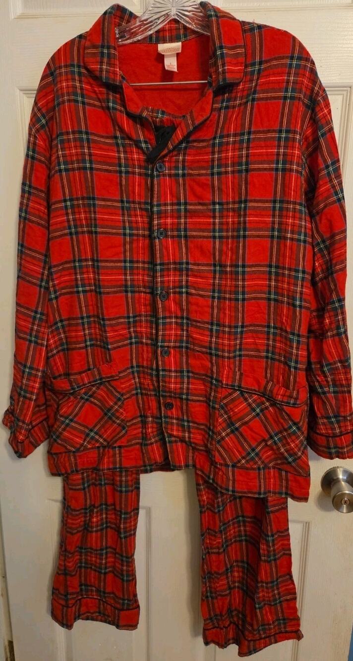 Wondershop Red Plaid Flannel Pajama Set Womens Size L